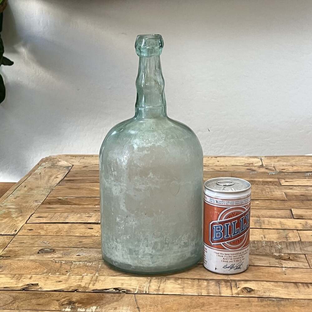 Antique Mold Blown Aqua Blue Large Demijohn Bottle 13.25” 1900's - Picture 15 of 16